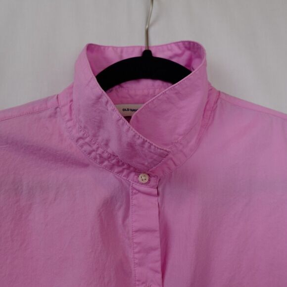 Old Navy The Boyfriend Shirt Women's Large Pink Long Sleeve Button Up Preppy - Picture 9 of 13